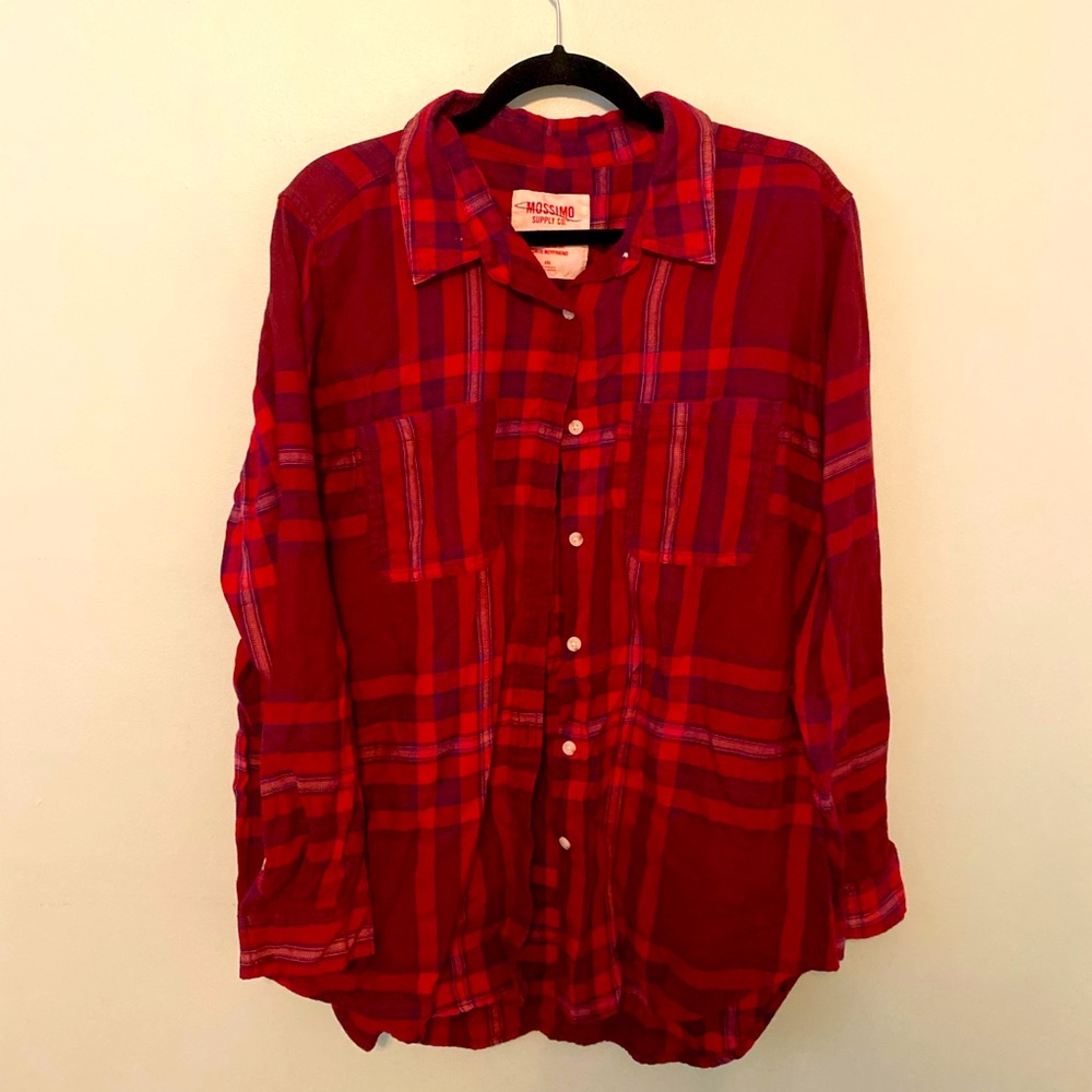 Mossimo maroon plaid long sleeve top